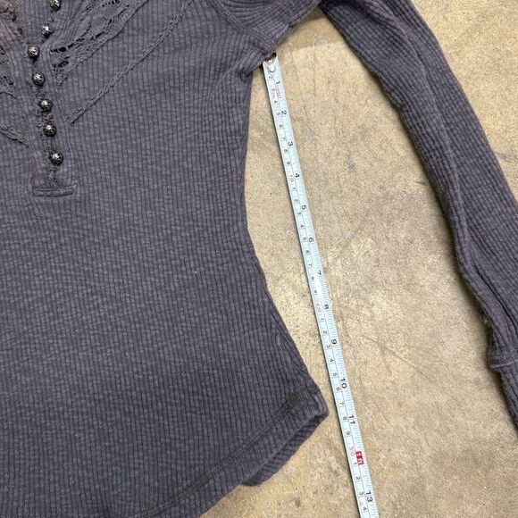 Free People Come On Over Henley Top in Washed Black - Picture 5 of 6